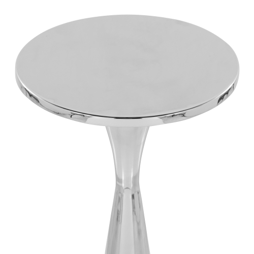 22" Contemporary Metal Side Table in Polished Nickel