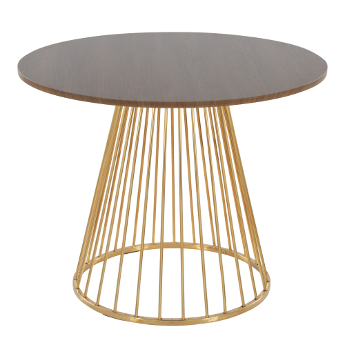 Contemporary Dining Table in Gold Metal and Walnut Wood