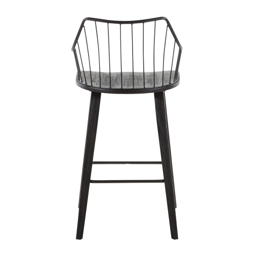 Counter Stool in Black Wood and Black Metal
